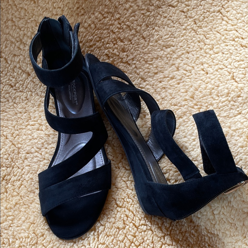 Rockport Black Suede Wedges
